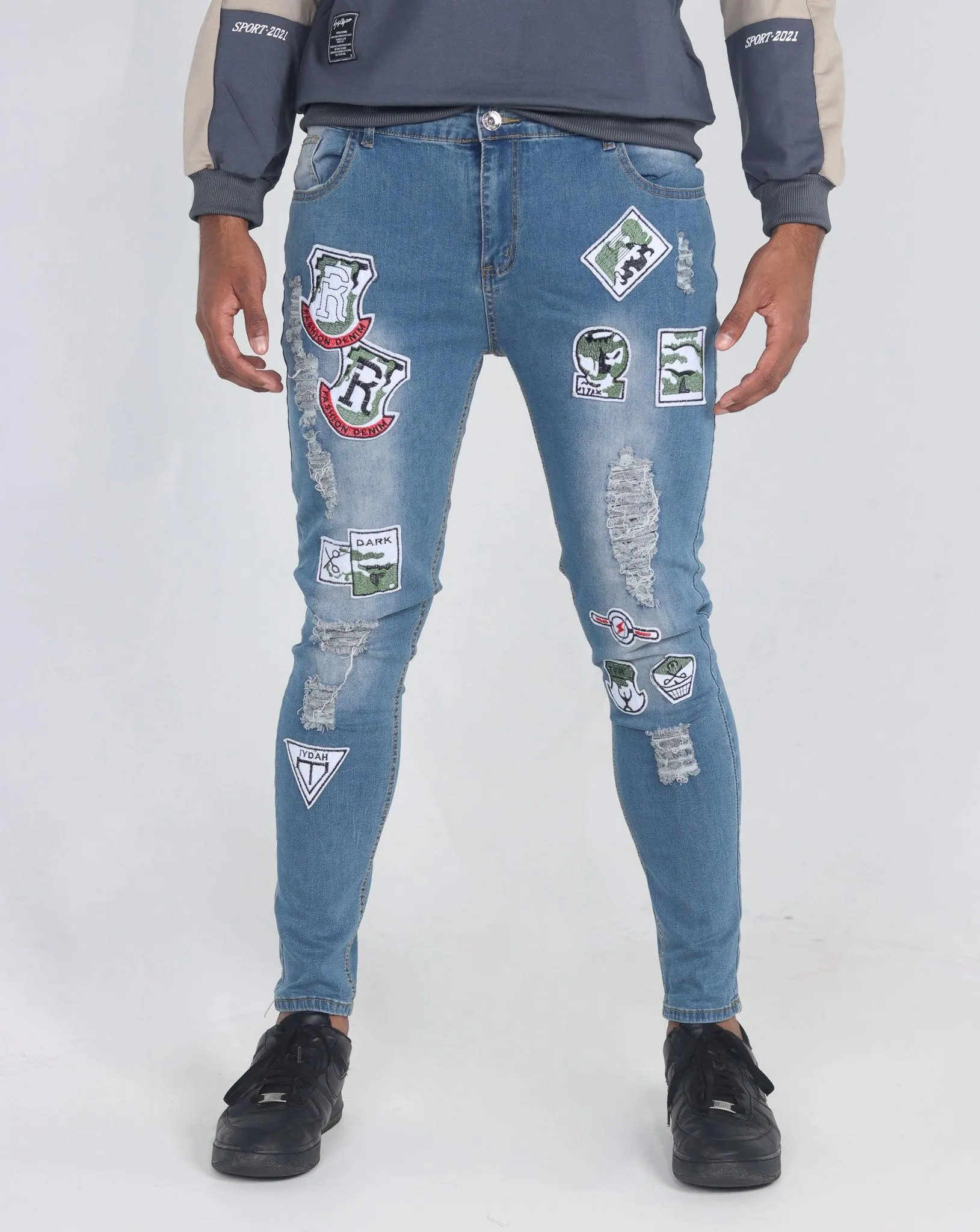 Men's Skinny Motorcycle Zip Jeans
