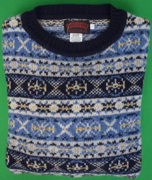 O'Connell's Scottish Shetland Fair Isle Sweater - Navy & Sky Sz L (NWOT)