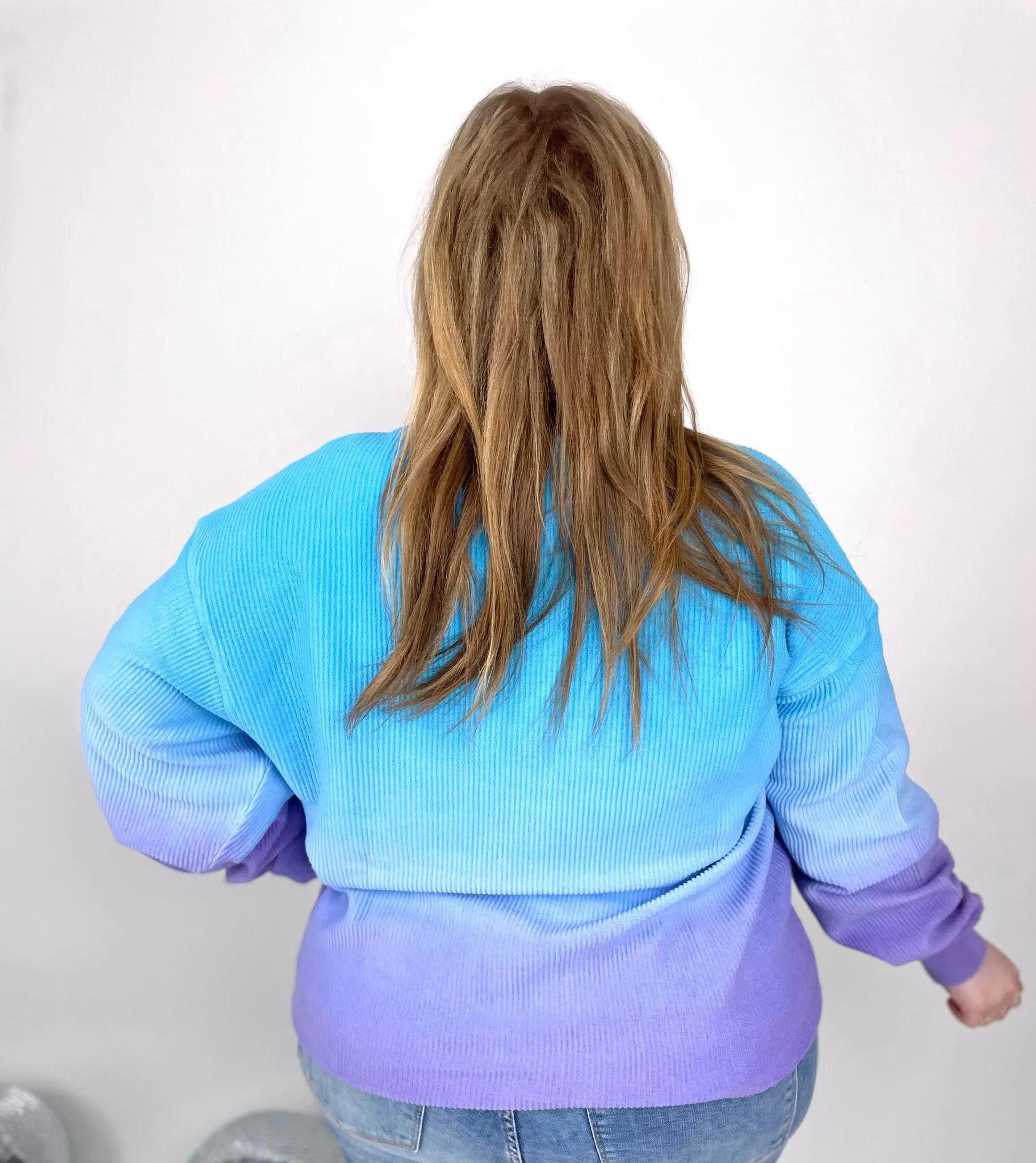 Ombre Cozy Cord Sweatshirt - Blue/Purple