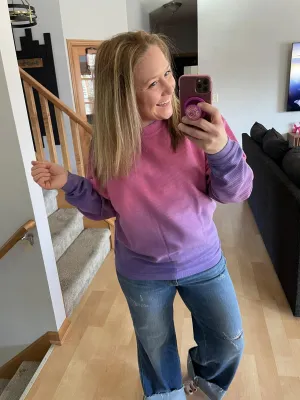 Ombre Cozy Cord Sweatshirt - Pink/Purple
