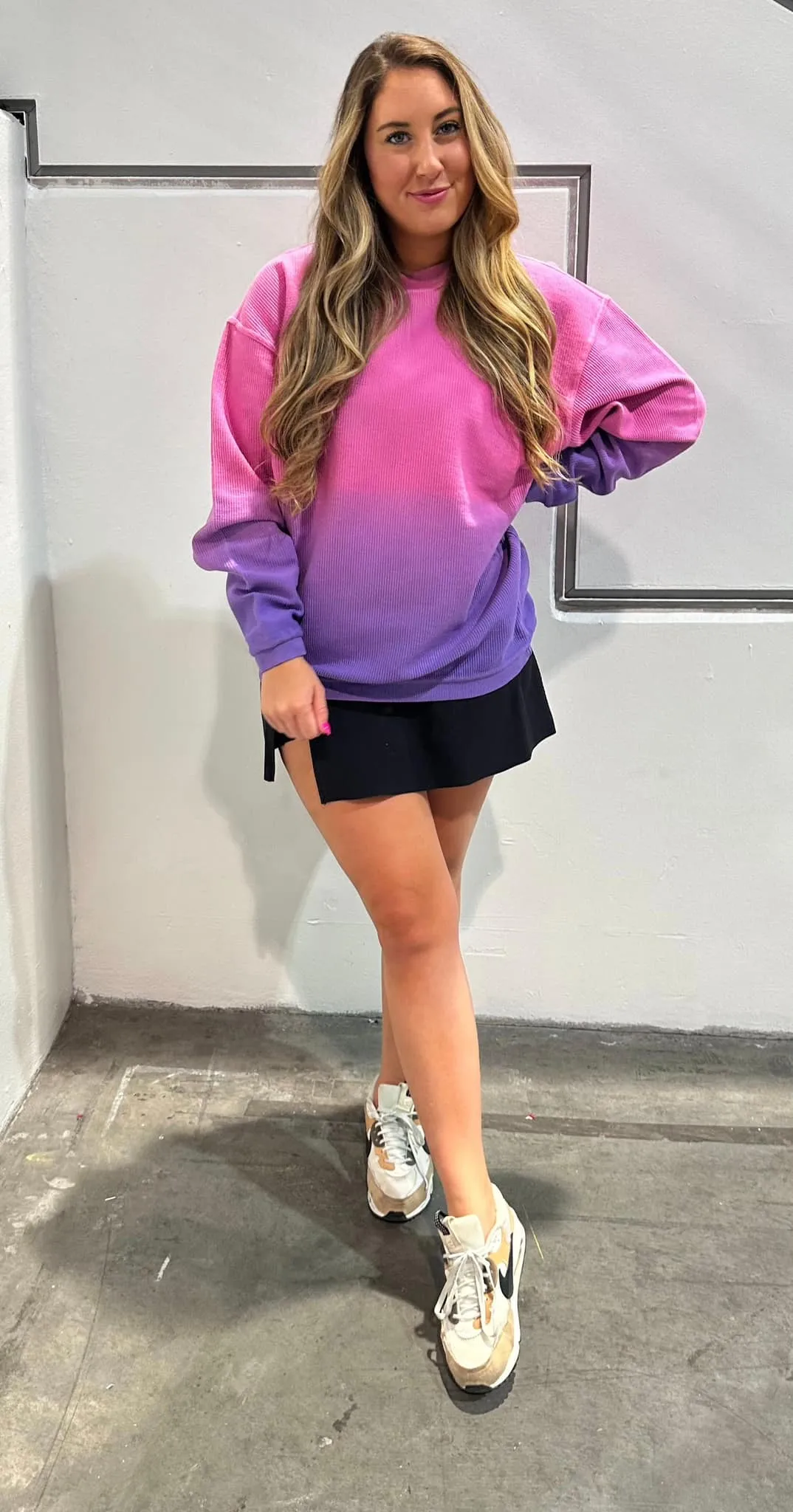 Ombre Cozy Cord Sweatshirt - Pink/Purple