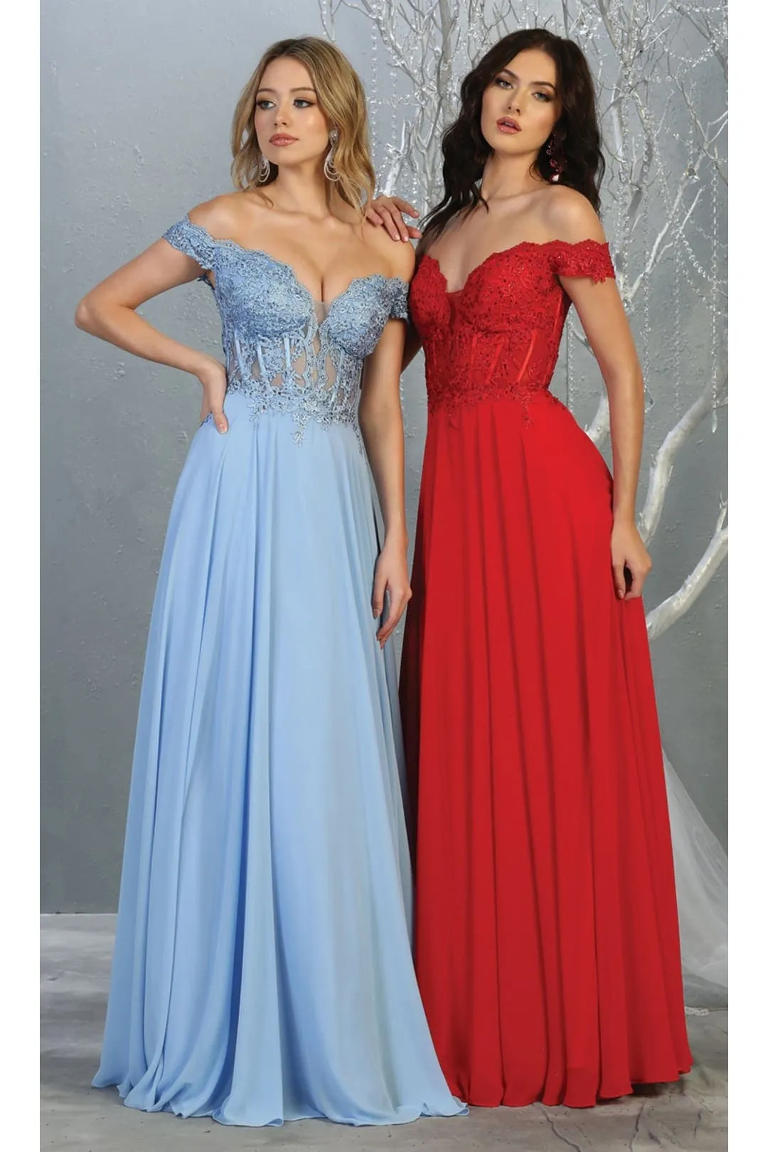 Peri Blue Bridesmaid Dresses-Inexpensive Chiffon Off Shoulder MQ1714