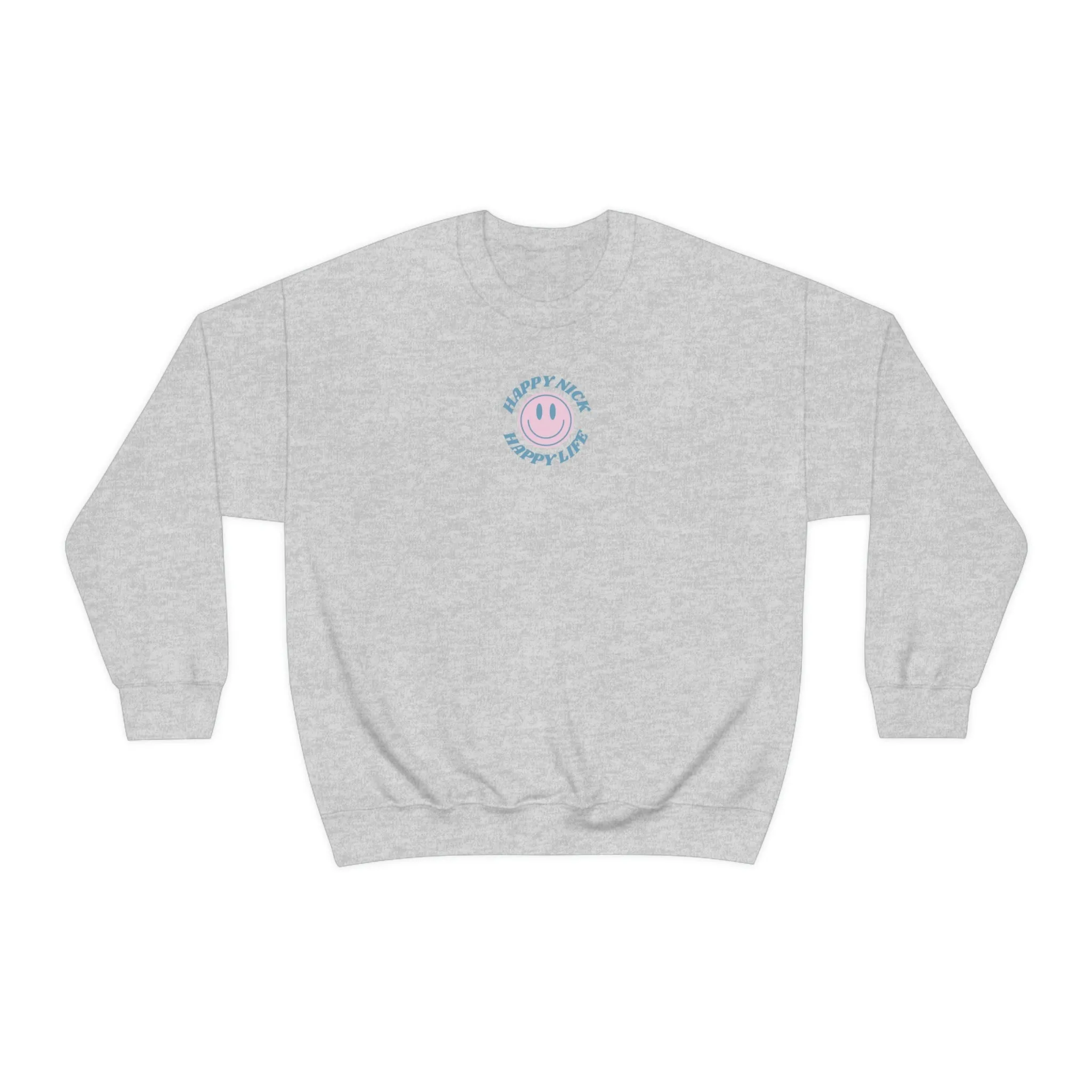 Personalized Happy Spirit Happy Life Sweatshirt, Custom Smile Crewneck Sweatshirt, Retro Vintage Style Top, Couple Wedding Anniversary Gift