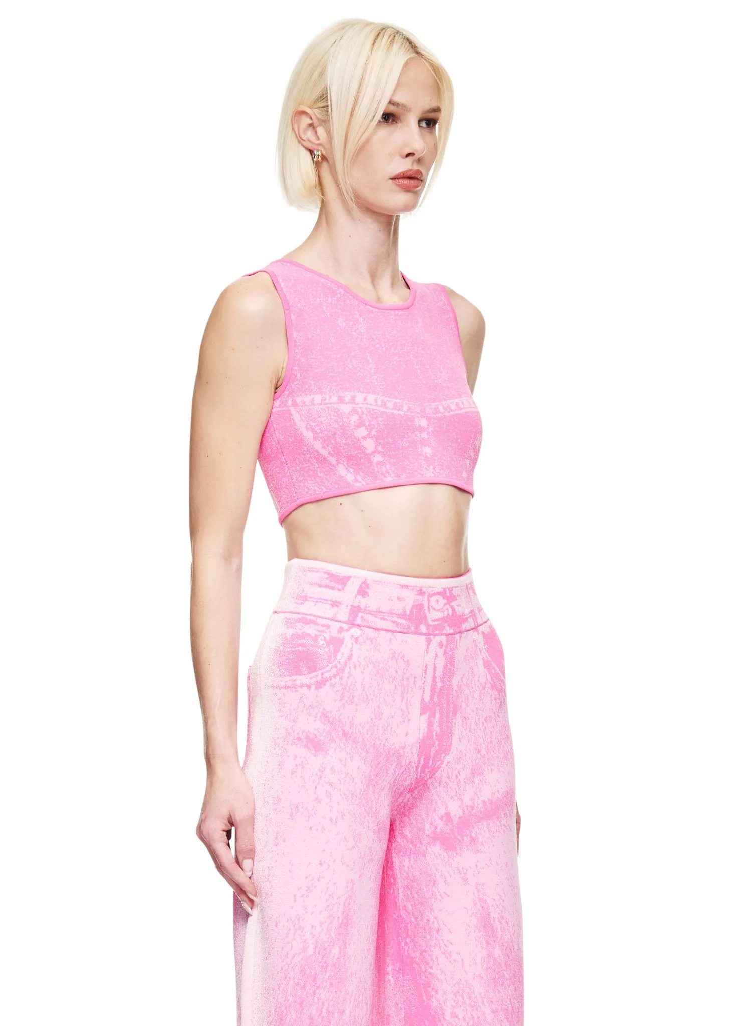 PH5 Lillian Denim Print Crop Top