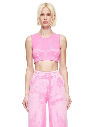 PH5 Lillian Denim Print Crop Top