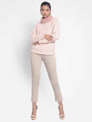 Pink Printed High Neck SweatShirts