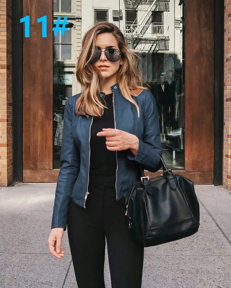Popular Women Trendy PU Suits Cardigan Outerwear