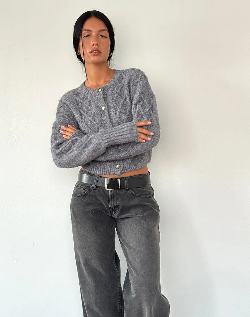 Cozy Cable Knit Grey Cardigan - Rigel Collection