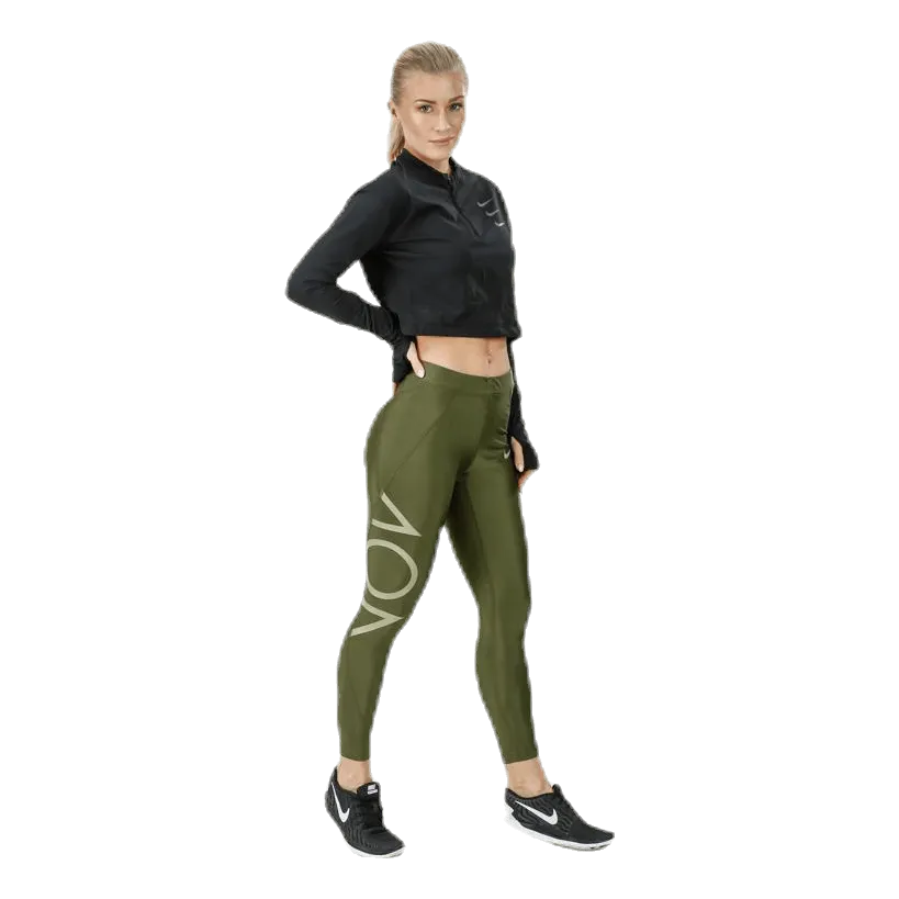 Running Division Warm Top Crop Black