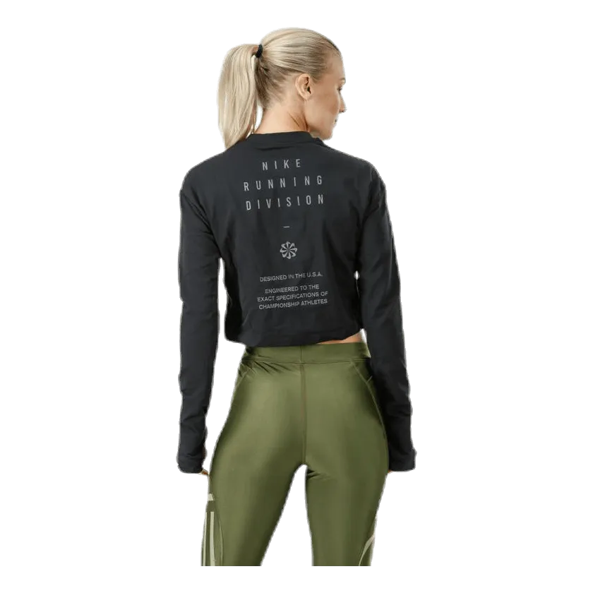 Running Division Warm Top Crop Black