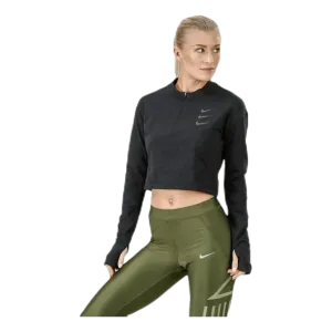 Running Division Warm Top Crop Black