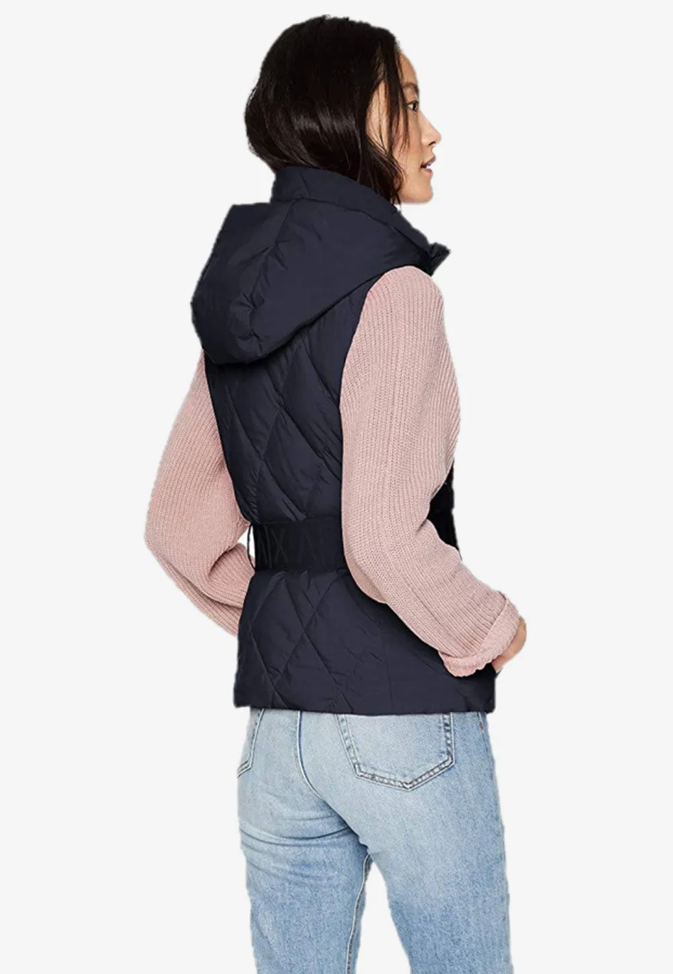 Sleeveless Belted Hooded Vest