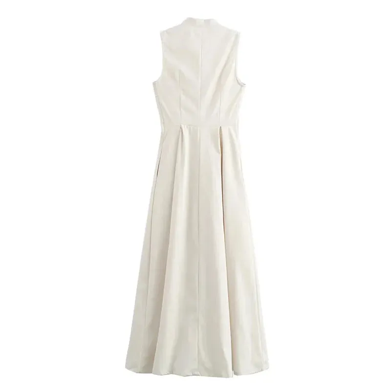 Sophisticated Sleeveless Zip Maxi Dress