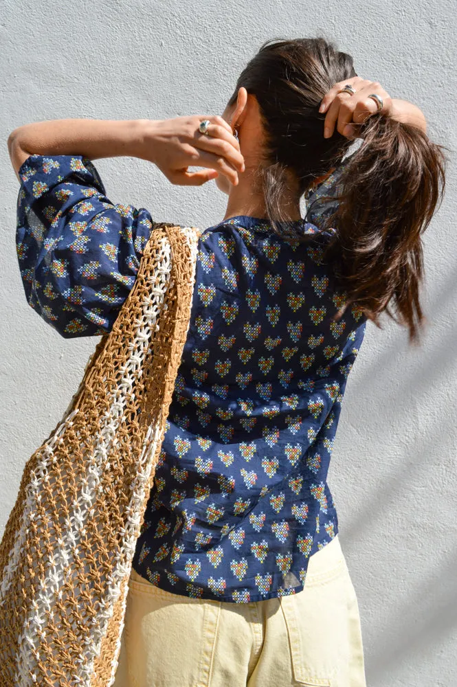 Stella Nova Delicate Printed Navy Heart Shirt
