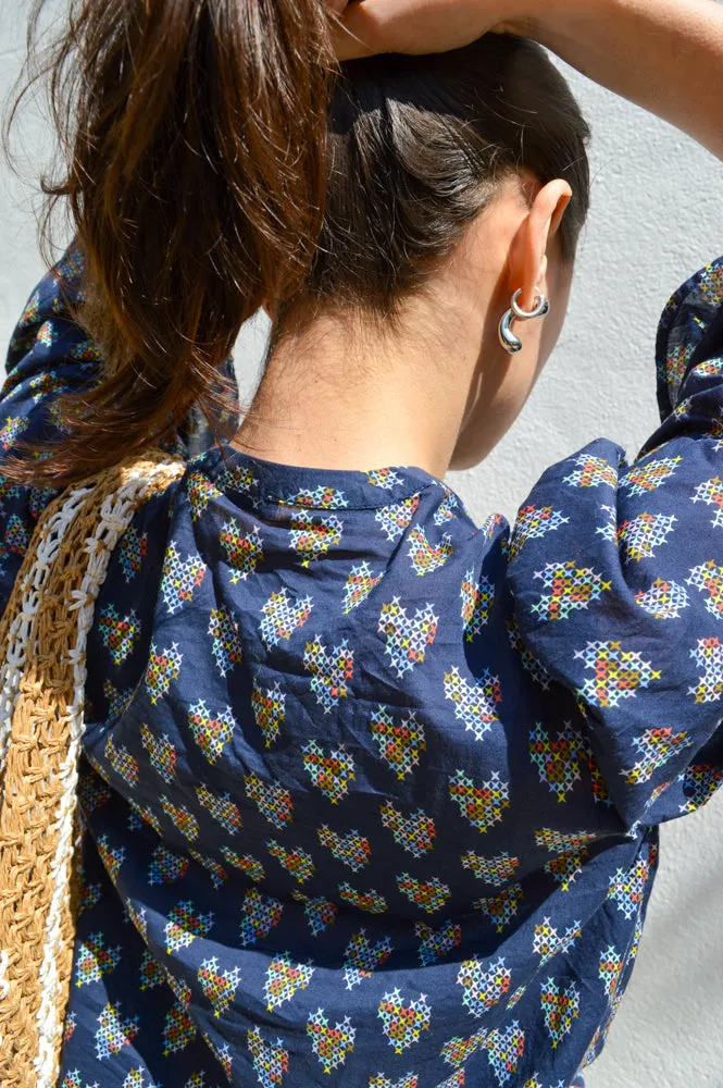 Stella Nova Delicate Printed Navy Heart Shirt