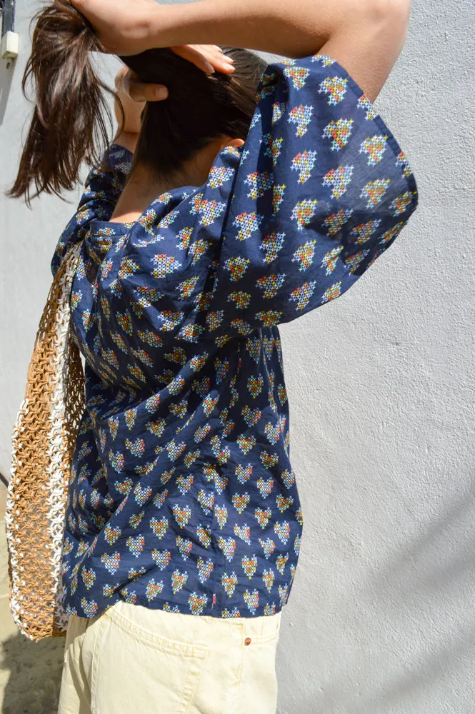 Stella Nova Delicate Printed Navy Heart Shirt