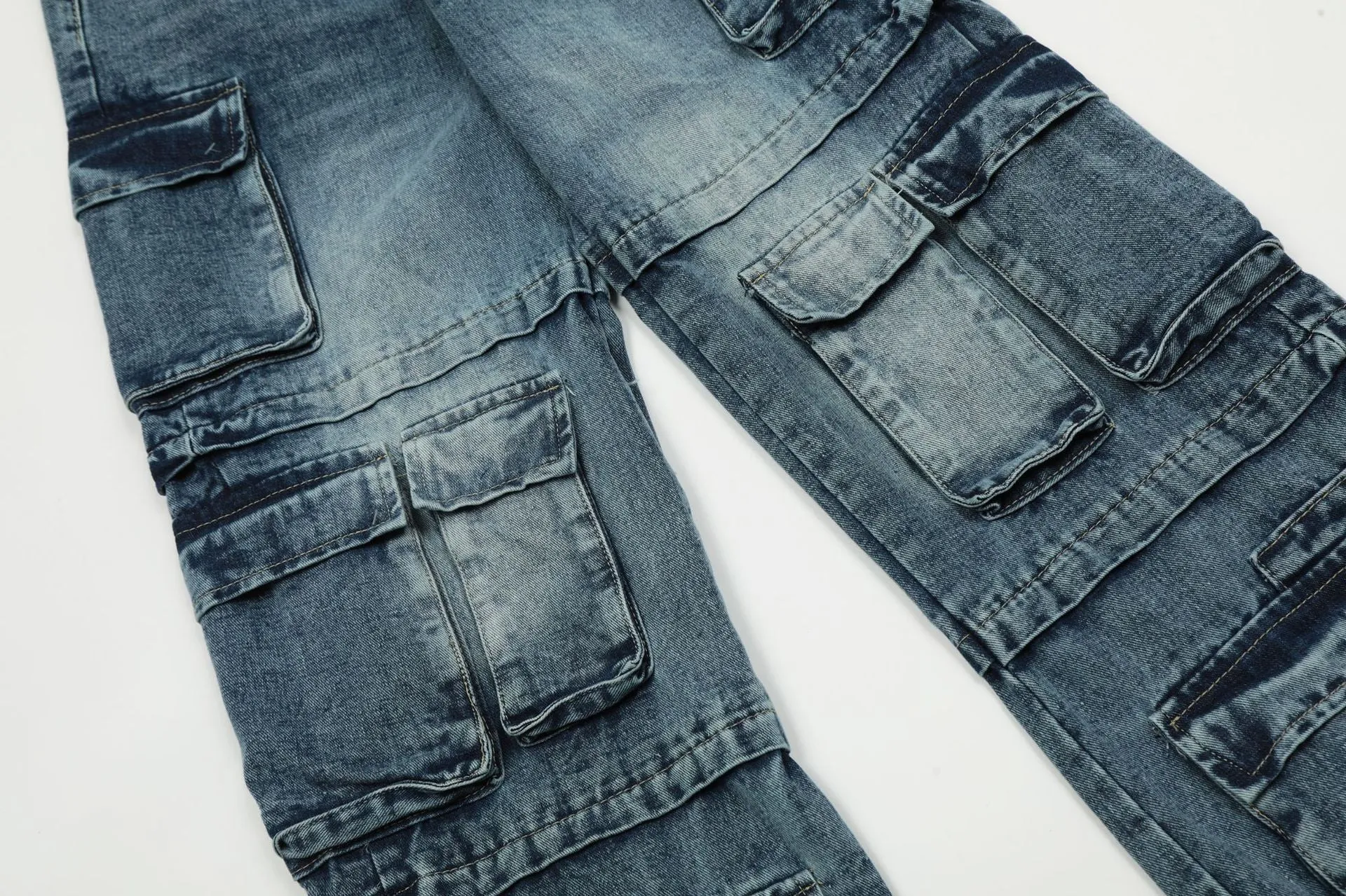 Stylish Multi-Pocket Cargo Denim Pants