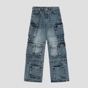 Stylish Multi-Pocket Cargo Denim Pants
