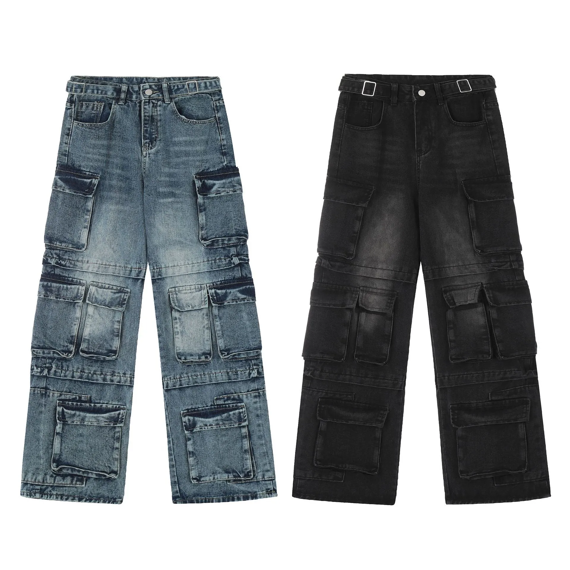 Stylish Multi-Pocket Cargo Denim Pants