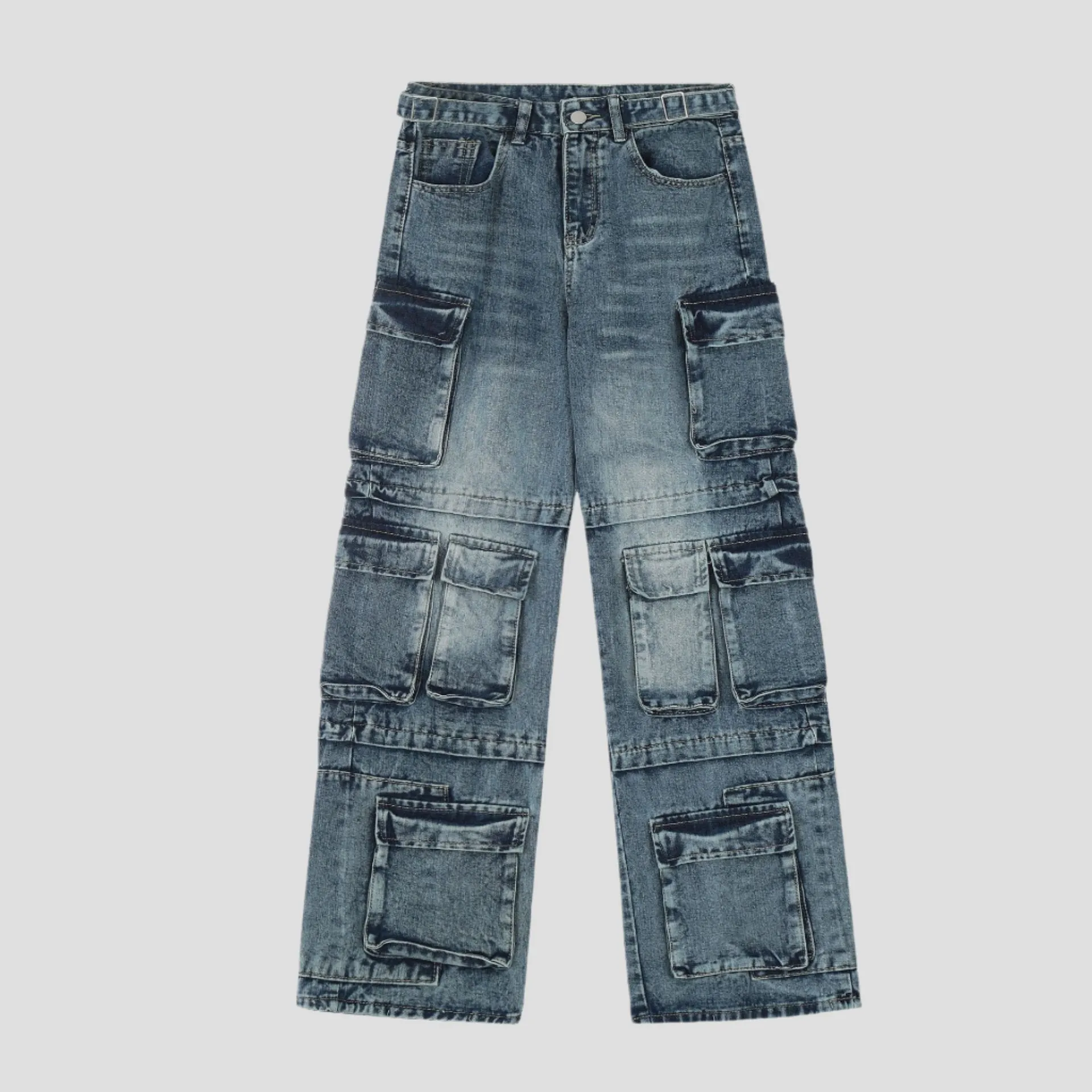 Stylish Multi-Pocket Cargo Denim Pants