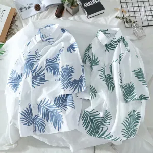 Summer Hong Kong Hawaii Shirt Men Women Short Sleeve Korean Couple Printed ins Trendy Beach Men Shirt