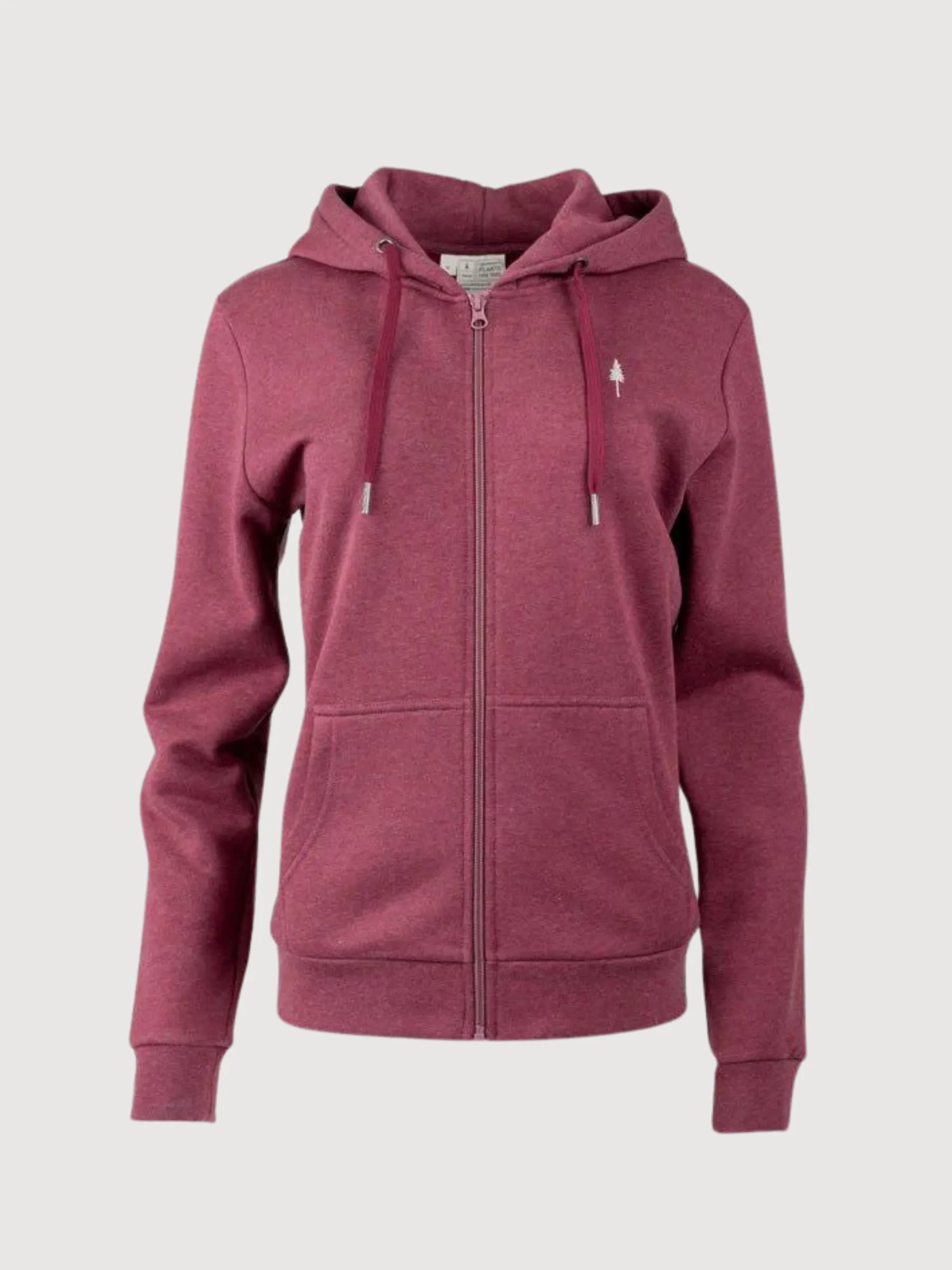 Sweatshirt TreeHoodie Zip Women Bordeaux Organic cotton | Nikin