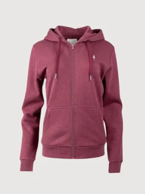 Sweatshirt TreeHoodie Zip Women Bordeaux Organic cotton | Nikin