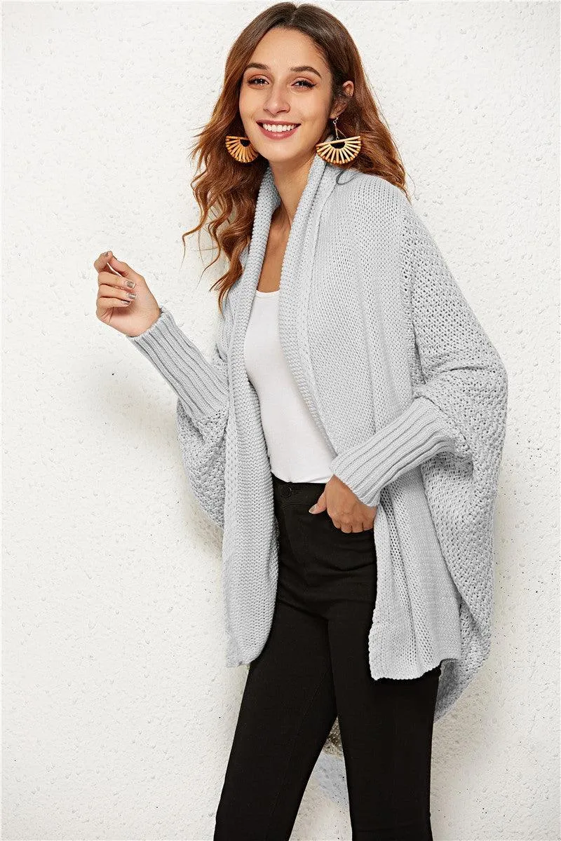 Trendy Staple Open Front Dolman Sleeve Longline Cardigan