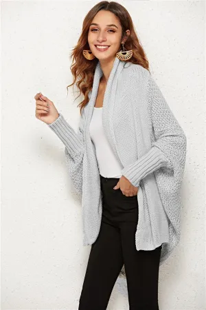 Trendy Staple Open Front Dolman Sleeve Longline Cardigan