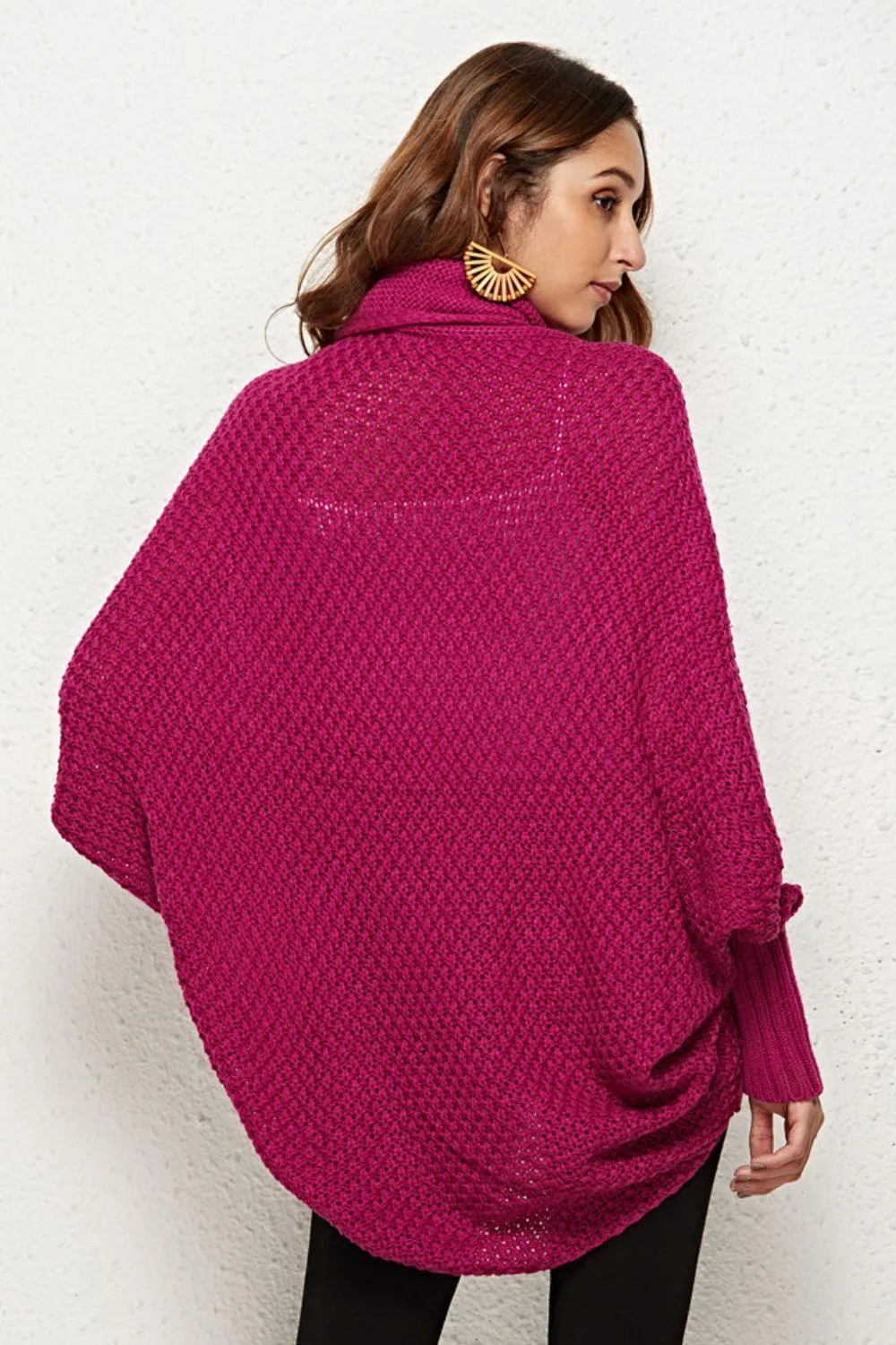 Trendy Staple Open Front Dolman Sleeve Longline Cardigan