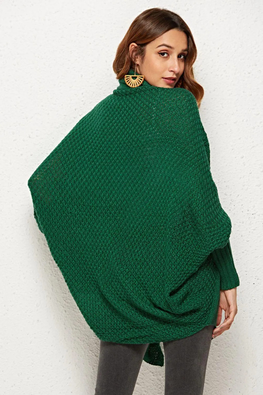 Trendy Staple Open Front Dolman Sleeve Longline Cardigan