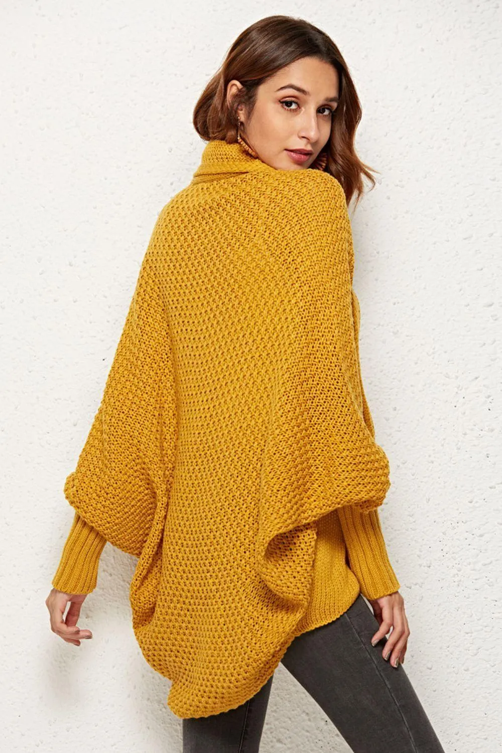 Trendy Staple Open Front Dolman Sleeve Longline Cardigan