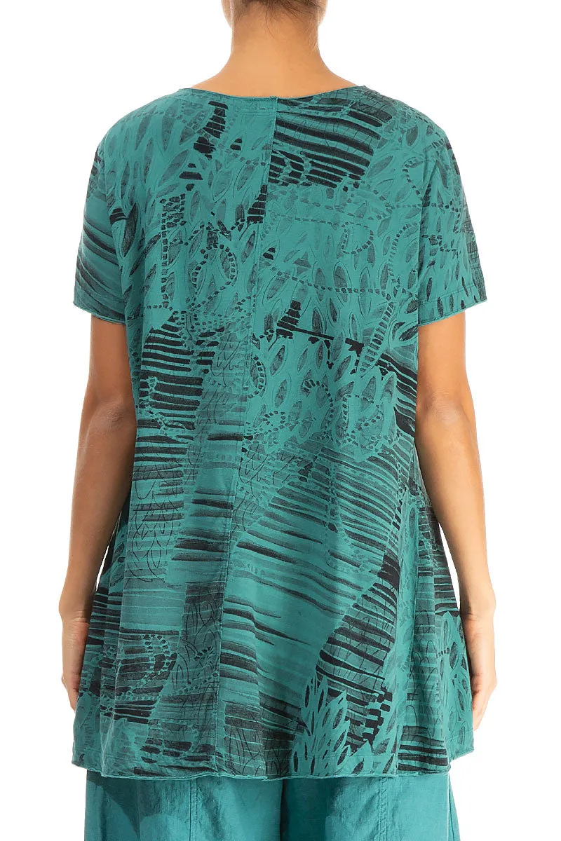 Turquoise Serenity Cotton Jersey Tunic Top