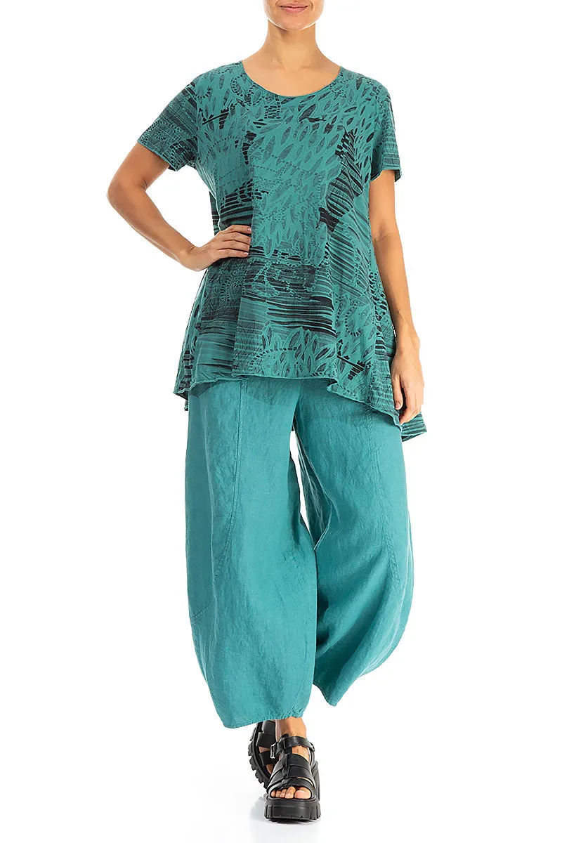 Turquoise Serenity Cotton Jersey Tunic Top