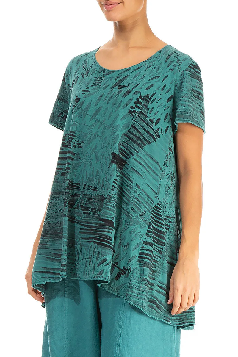 Turquoise Serenity Cotton Jersey Tunic Top