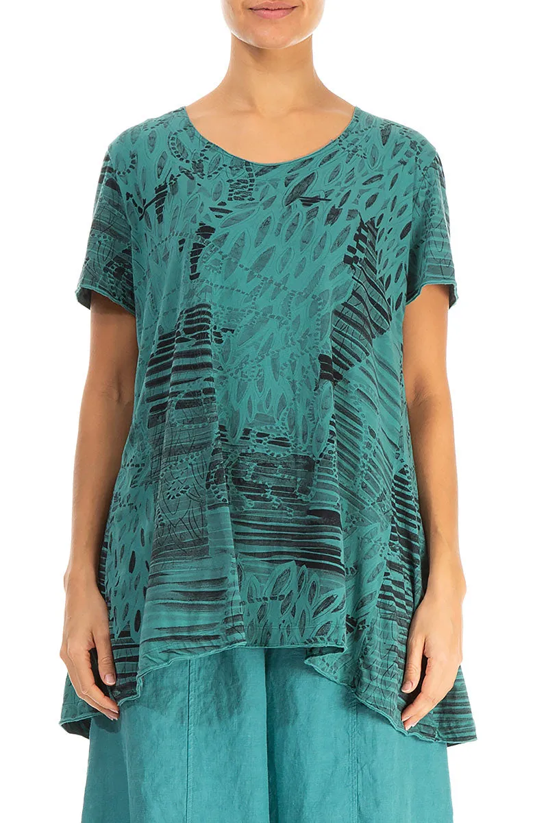 Turquoise Serenity Cotton Jersey Tunic Top