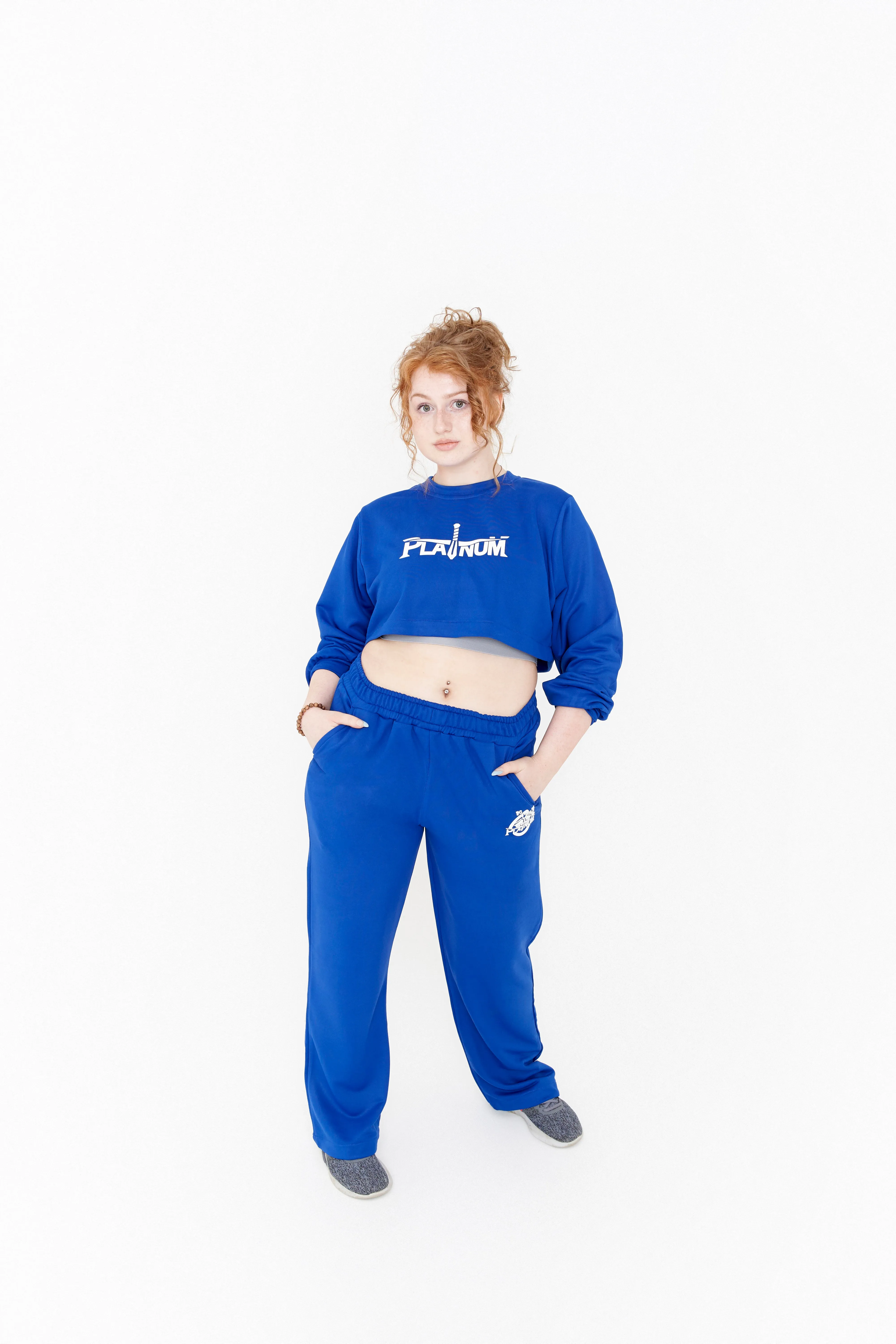 Two-piece Long-sleeve Crop Top and Trousers