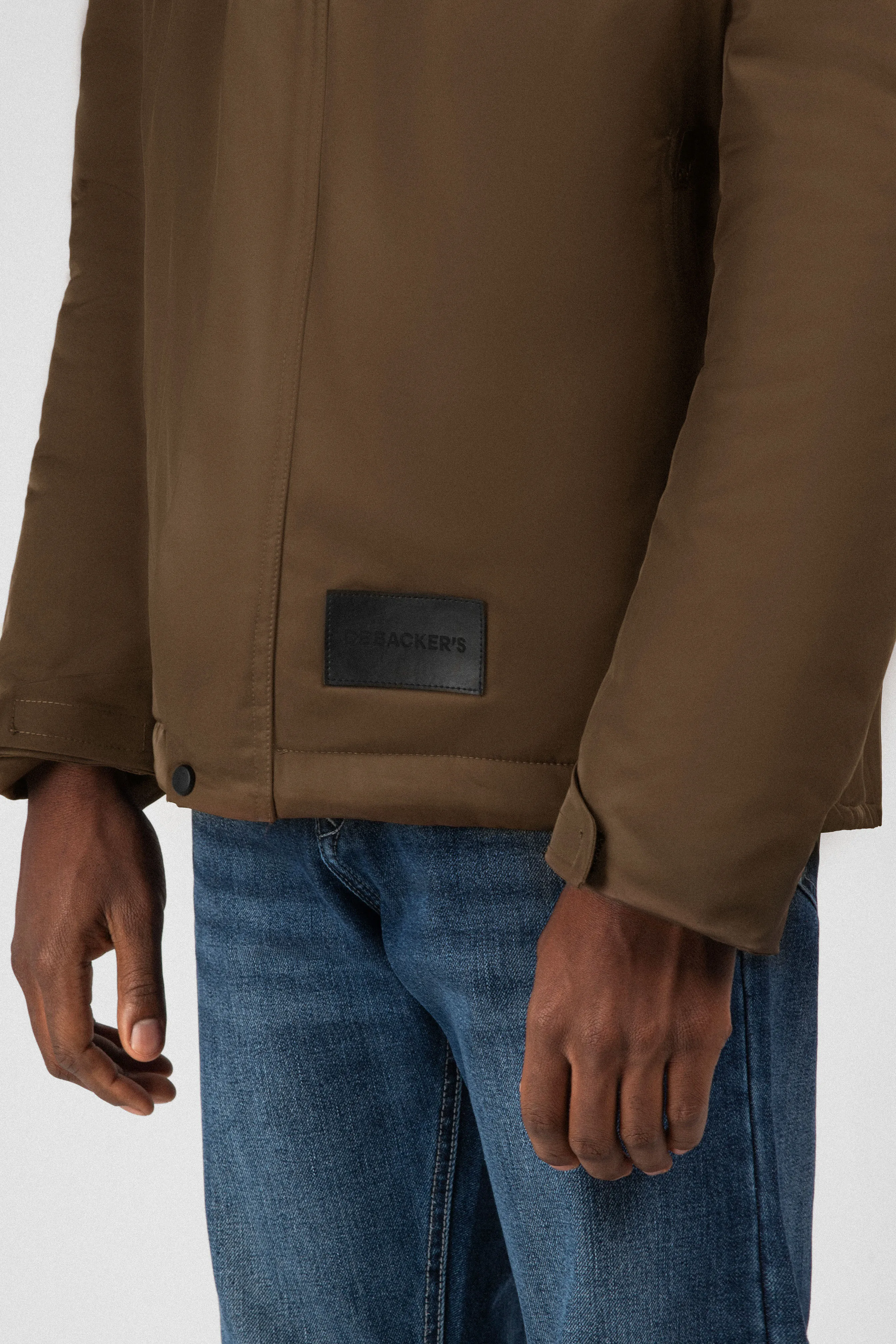 Waterproof Coffee Gabardine Jacket With Hoodie