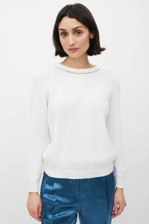White & Gold Monili Knit Sweater