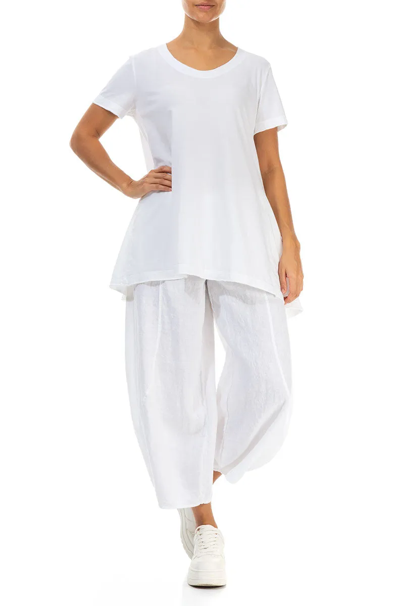 White Cotton Jersey Tunic Top