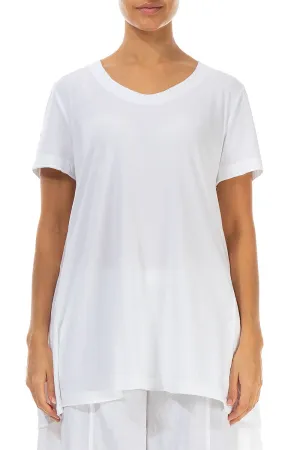 White Cotton Jersey Tunic Top