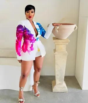 white floral blazer