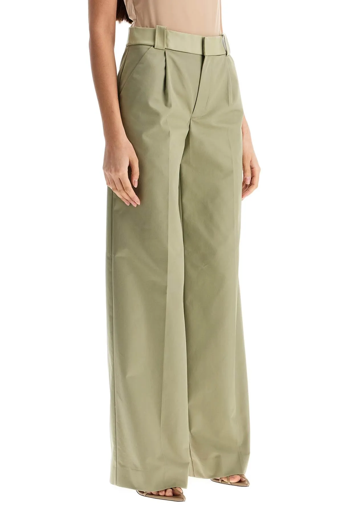 wide leg green linseed cotton trousers 24045239 LINSEED