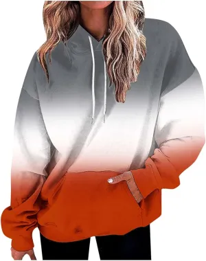 Women Gradient Color Oversized Hoodies Plus Size Loose Fit Cute Hoodie Baggy Sweatshirts Casual Long Sleeve Pullover