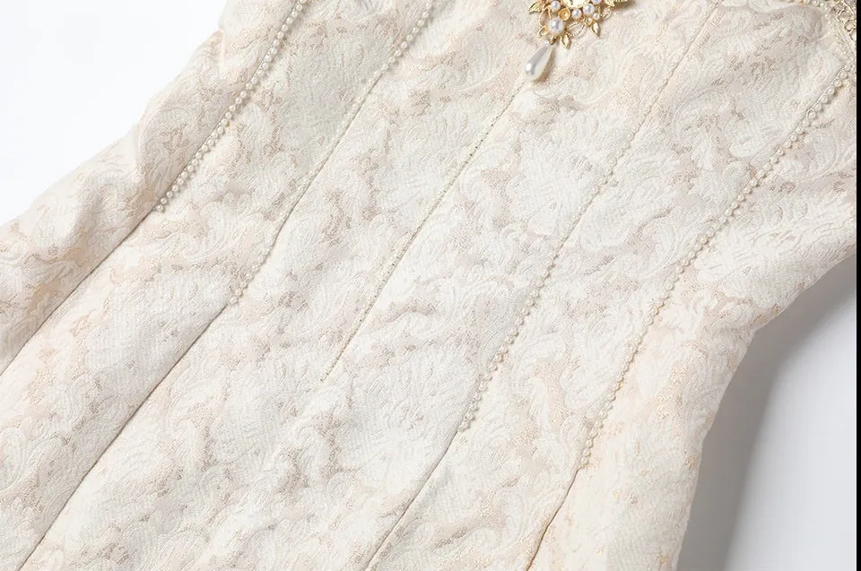 Women Runway Elegant Floral Boat Neck Slip Dress