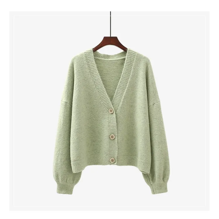 Women Sweater Oversize V Neck Knit Cardigans Outwear Chic Top