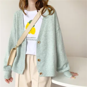 Women Sweater Oversize V Neck Knit Cardigans Outwear Chic Top