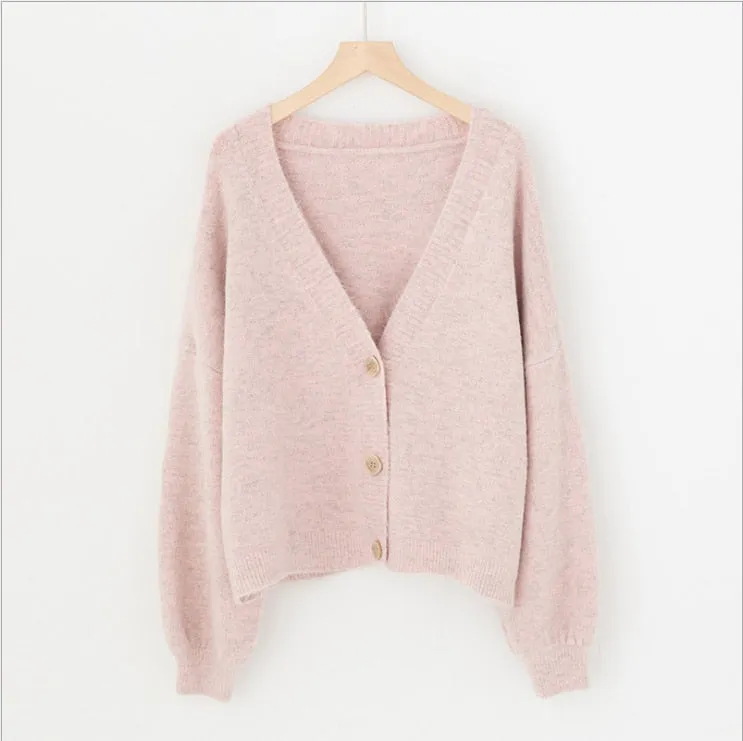 Women Sweater Oversize V Neck Knit Cardigans Outwear Chic Top