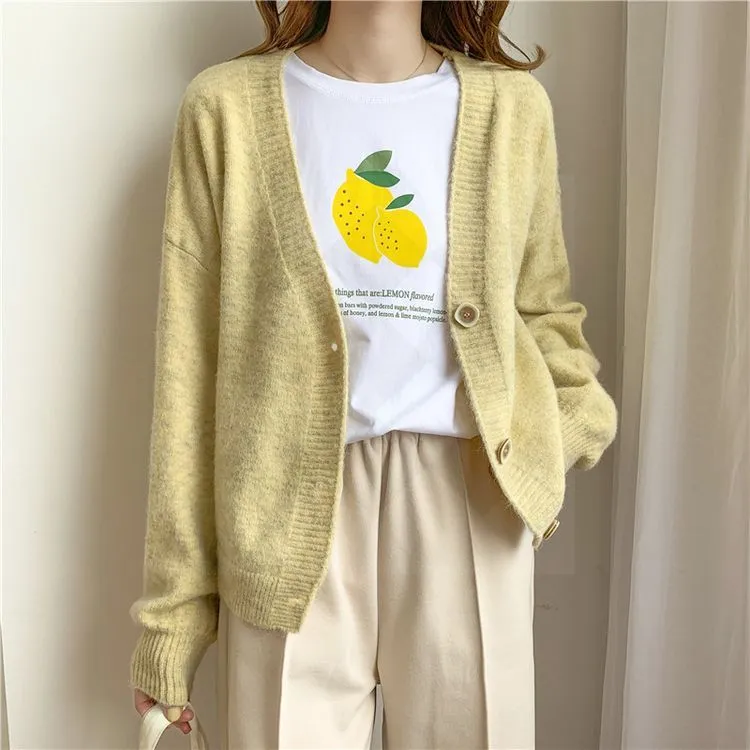 Women Sweater Oversize V Neck Knit Cardigans Outwear Chic Top