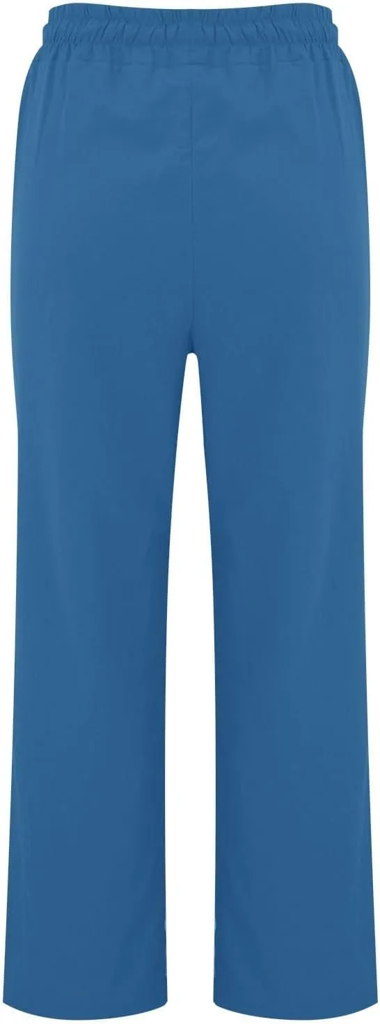 Womens Cotton Linen Baggy Wide Leg Pants Casual Drawstring Elastic Waisted Palazzo Harem Trousers with Pockets